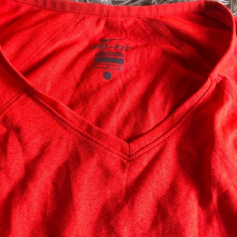 Nike Dri Fit Long Sleeve Tee Shirt in Orange - Picture 3 of 6